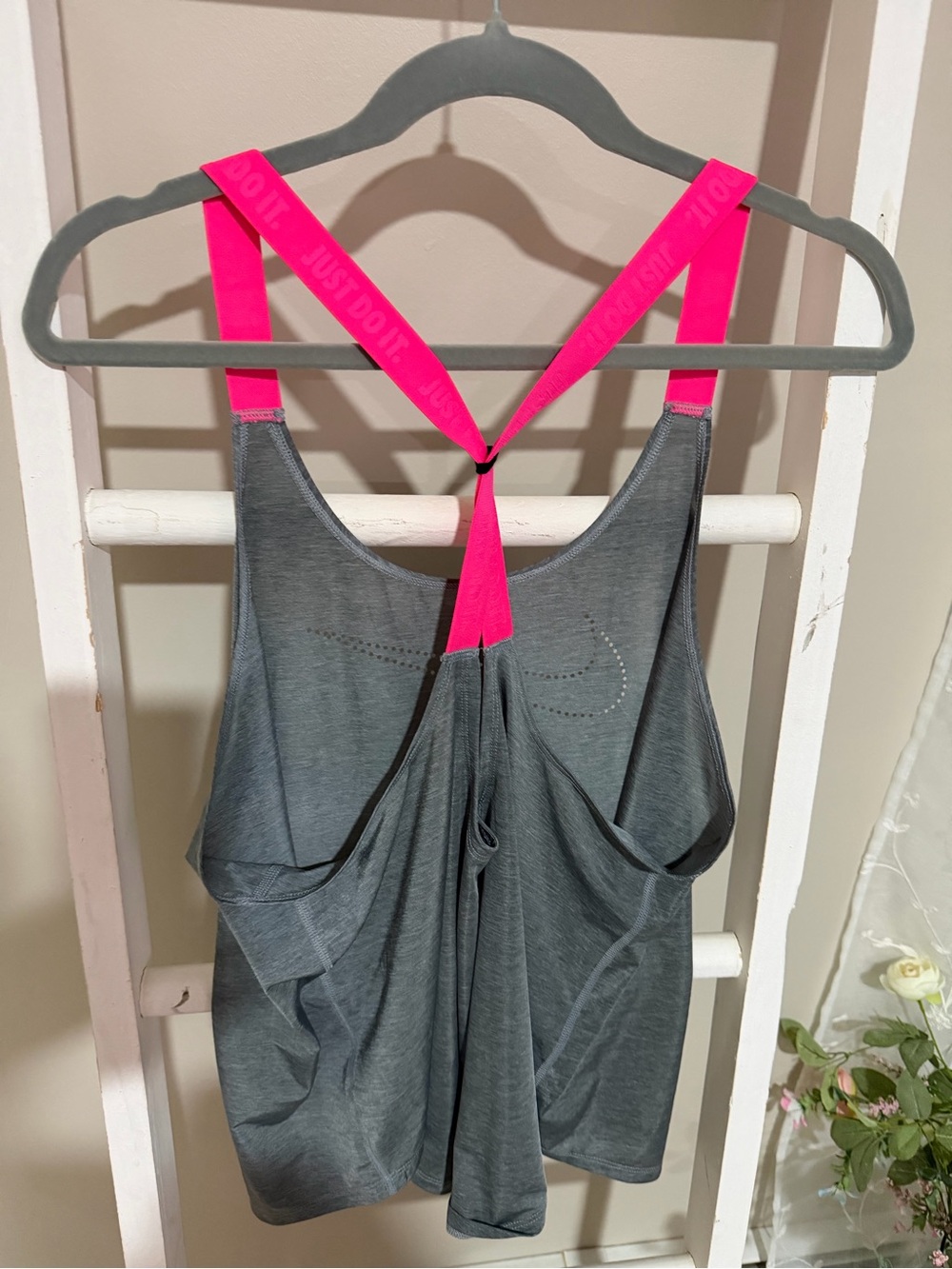 Nike Gray Tank with Pink Straps - Women's Athletic Scoop Neck - Picture 3 of 6